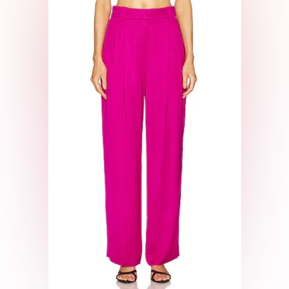 New! A.L.C. Flynn High-Waisted Pleated Trousers 💕 size 0 NWT! Disco Pink 🪩 - Picture 6 of 13